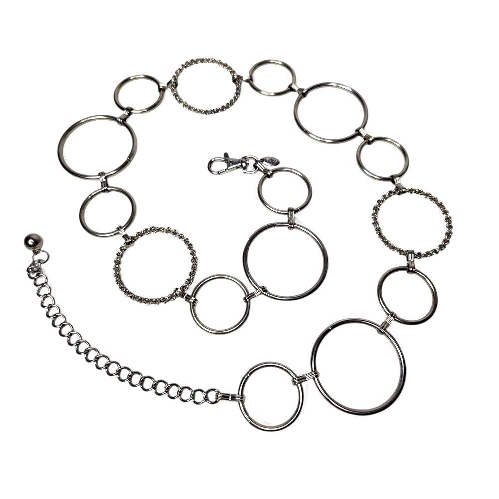 Chain Belt Loop Style Link Women's Silver Tone Rope Accent Accessory Shiny OS